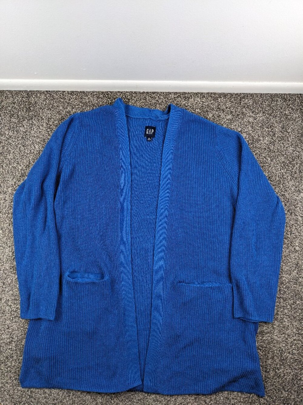 NWT 2025 GAP Sweater Ribbed Open Front Cardigan Cobalt Blue Womens 2XL $80